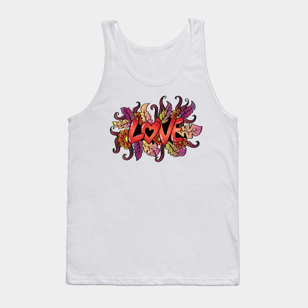 Love word with floral decoration Tank Top by Handini _Atmodiwiryo